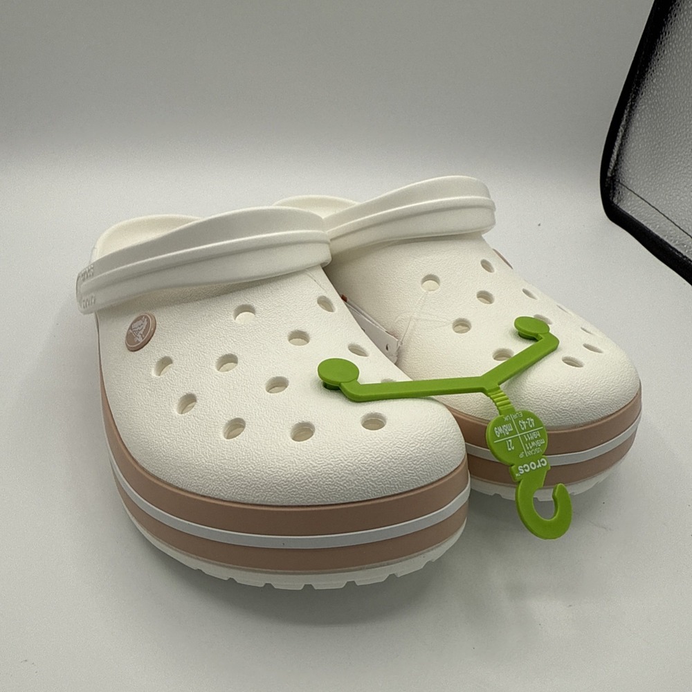 Crocs Crocband Clog Shoes Men's Size 9 Women 11 White/Light Pink Sandals Comfort - Picture 2 of 8